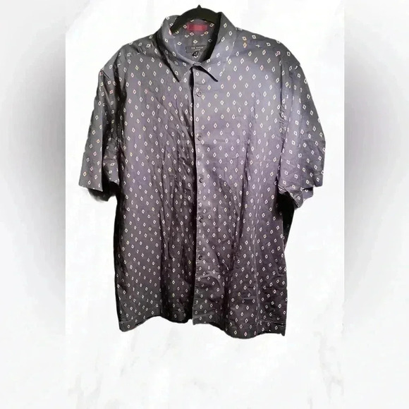 Ted Baker Men's Ginton  casual button down Diamond Gio Short Sleeve Navy Shirt 6 - Picture 2 of 5